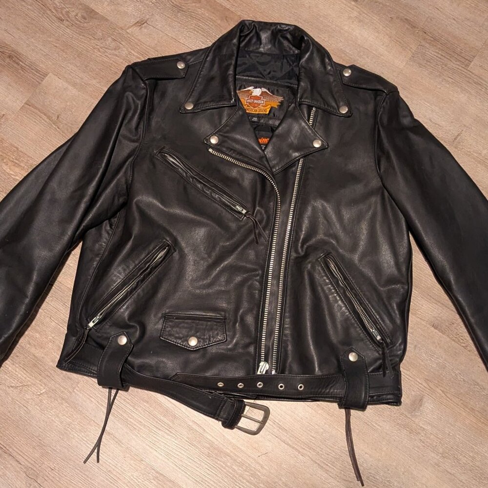 Authentic Harley-Davidson Women's Biker Leather Riding Jacket Sz XL